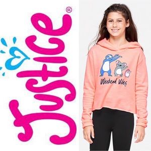 Justice Weekend Vibes Koala Cutoff Hoodie NWOT